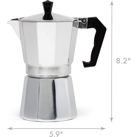 Sleek Silver Stovetop Espresso Maker with Black Handle - Picture 3 of 3